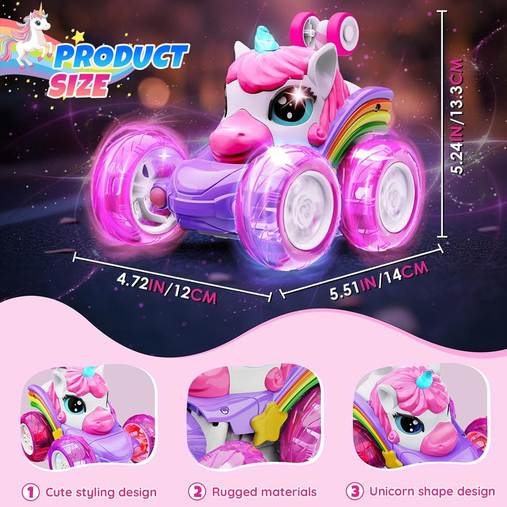 Motivekit Coche de juguete a control remoto de unicornio para niña,...