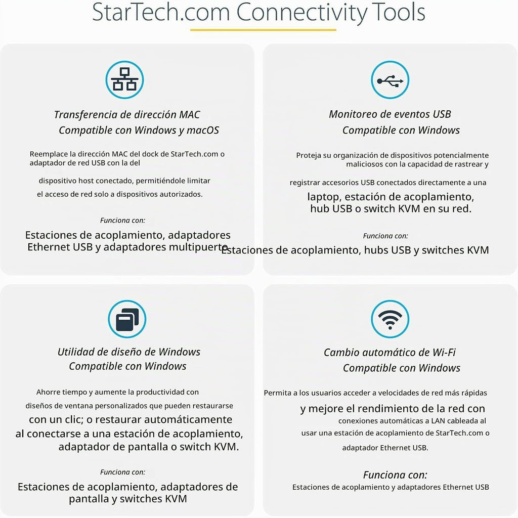 StarTech Hybrid USB-A y USB-C Dual 4K Dock, DP, HDMI, 6 puertos USB 5Gbps