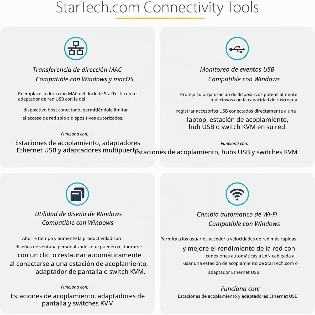 StarTech Hybrid USB-A y USB-C Dual 4K Dock, DP, HDMI, 6 puertos USB 5Gbps