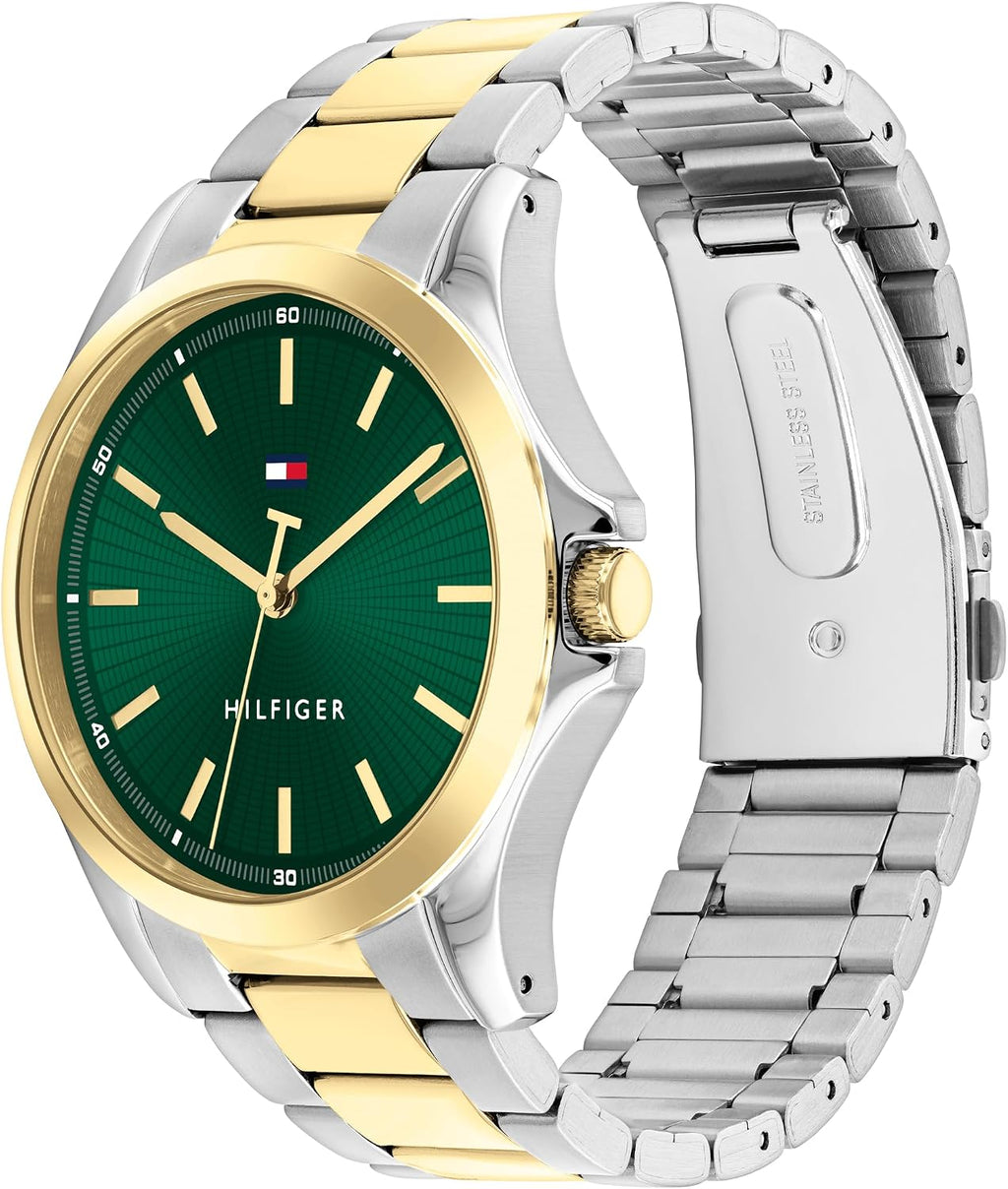 Tommy Hilfiger - Reloj de cuarzo para hombre de 3H, pulsera de acero inoxidable, resistente al agua 3 ATM, pieza moderna y elegante, regalo para él, 42mm