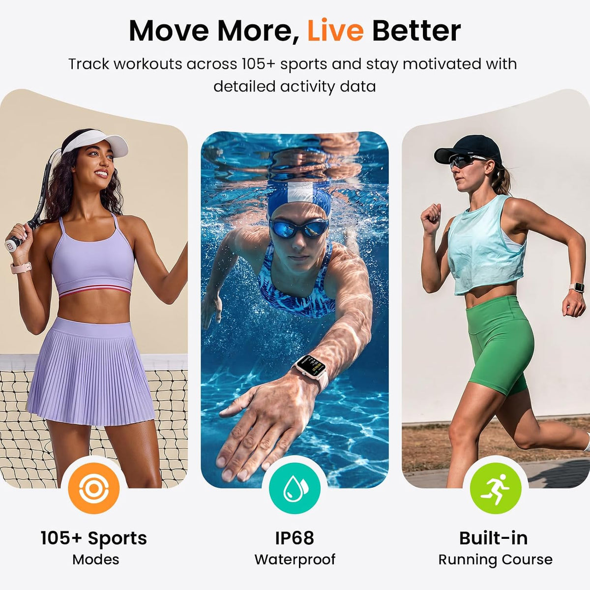 Fitpolo Reloj inteligente para mujer Android y iPhone, [pantalla HD de 1.8