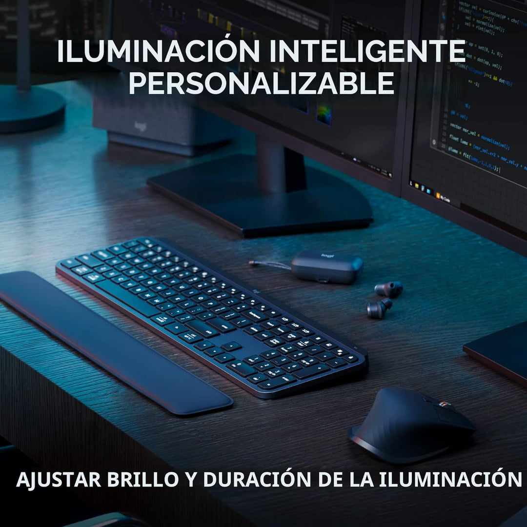 Logitech MX Keys S - Teclado inalámbrico, perfil bajo, escritura fl...