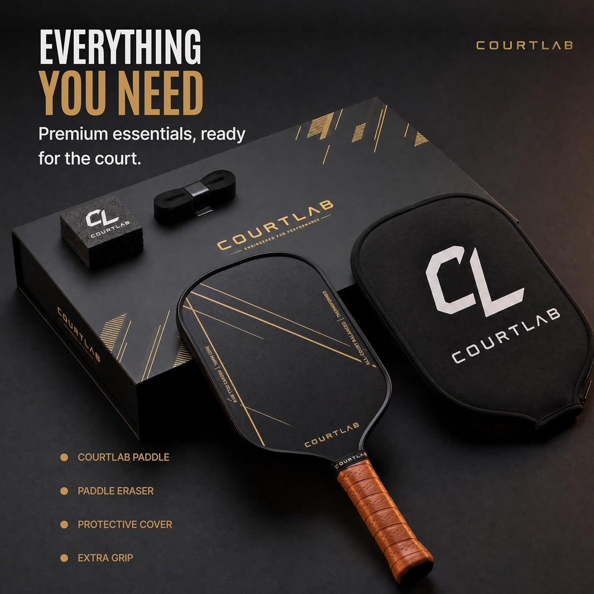 Paleta de pickleball, fibra de carbono T700, núcleo EPP de 0.630