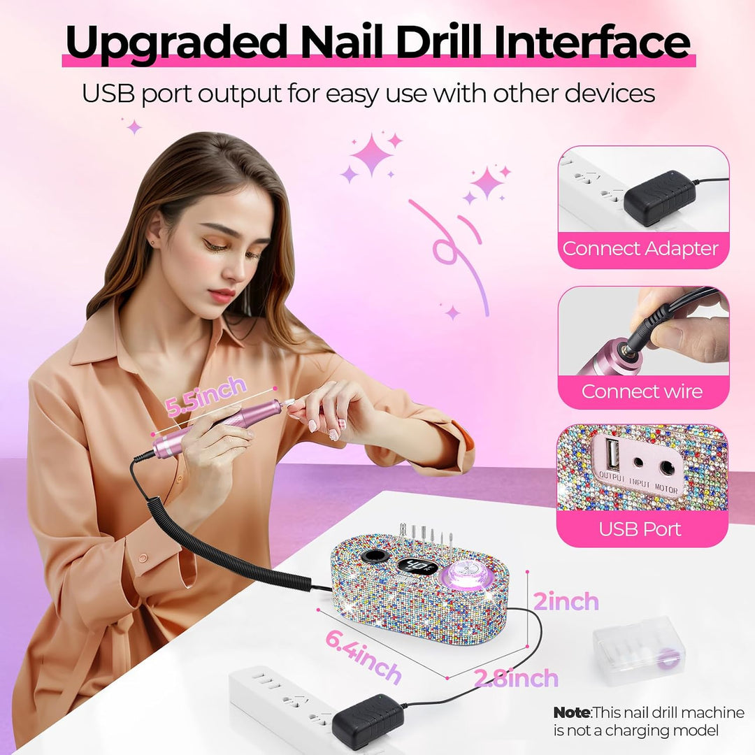 JOSGLOI Taladro de Uñas Eléctrico Profesional: Kit de Lima de Uñas...