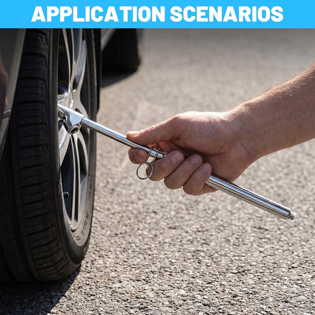 Medidor de neumáticos de doble cabezal de 12 pulgadas, medidor de presión de aire resistente para auto, camión, automóvil, caravana, furgoneta, rango de 10-150 PSI (plateado)
