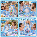 Juego de fiesta de té para niñas pequeñas, juguetes de simulación y vestido