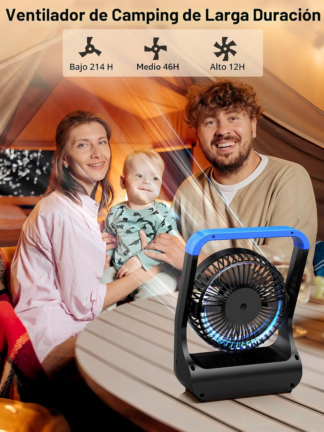 Gazeled F24 Ventilador alimentado por batería, ventilador de campin...