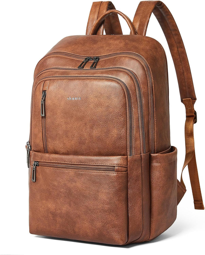 Shrrie Mochila de cuero para laptop de 17 pulgadas para mujer, moch...
