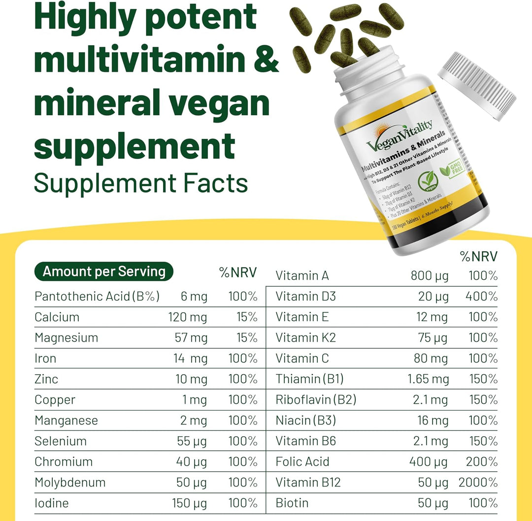 Vegan Vitality Paquete completo de bienestar de 6 meses: multivitam...