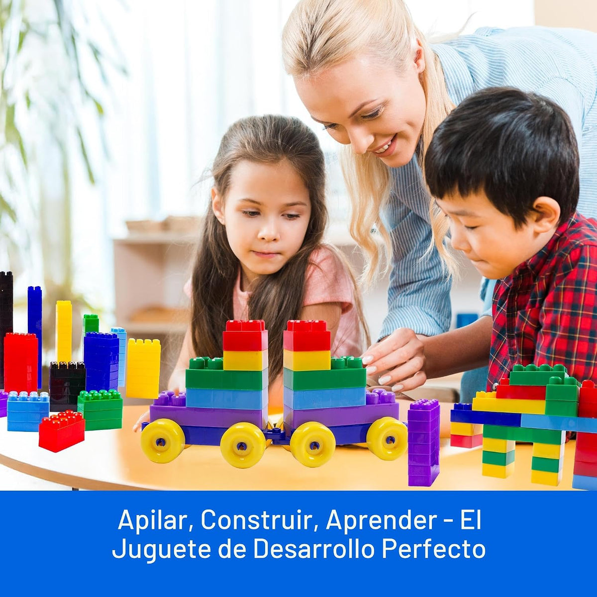 Dimple Bloques de Construcción para Niños Pequeños (300 Piezas) Juguetes de Apilamiento y Juegos de Rompecabezas para Aprendizaje y Diversión STEM, Juguetes Montessori, Bloques Educativos para Bebés