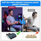 HOMBYS Cojín ergonómico para silla de juegos, cojín grueso de espuma viscoelástica con borde elevado para una presión prolongada al sentarse, cojín para silla de juego para hombres y mujeres