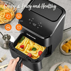 DEIME Freidora de aire, pequeña freidora digital de 3 cuartos de galón, compacta, para hornear, recalentar, asar para comidas rápidas y fáciles, mini cesta compacta y silenciosa, antiadherente y apta para lavavajillas (negro)