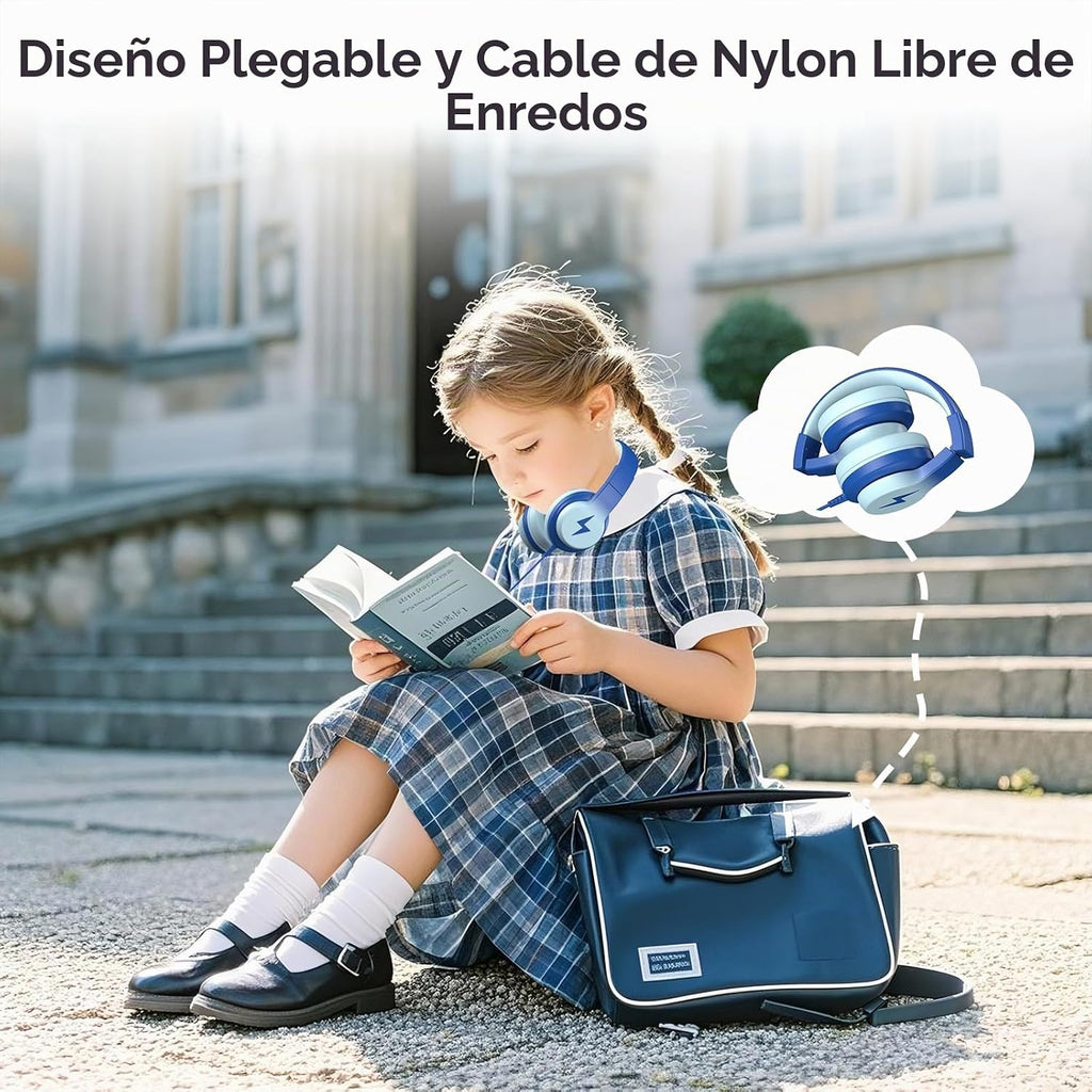 Candy Bila Auriculares con Cable para Niños, Diaódulos para Escuela, Circunaurales para Niños y Niñas