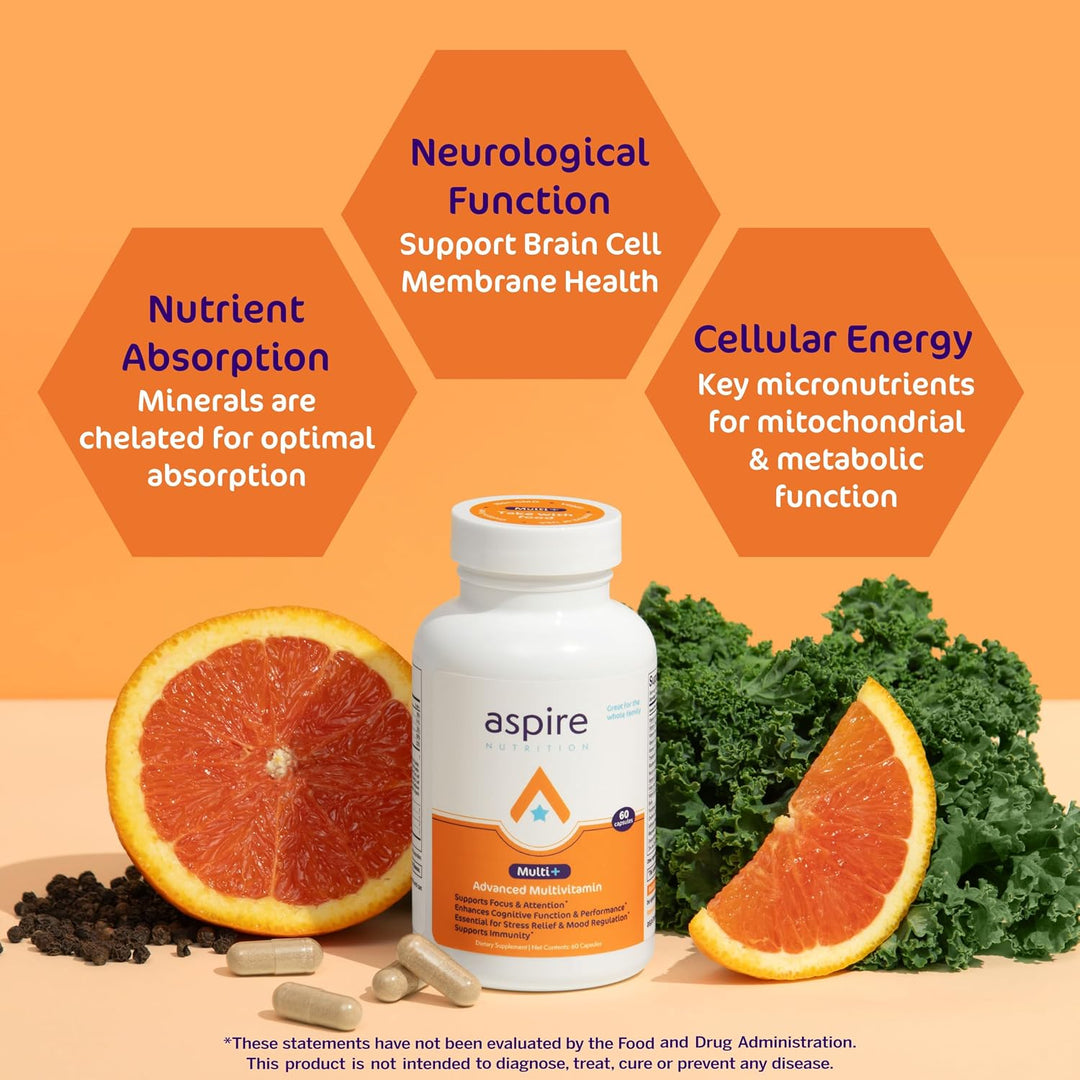 Multivitamínico avanzado Aspire Multi+ para hombres, mujeres y niño...