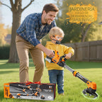 Juego de herramientas 3 en 1 para niños con Weed Wacker para niños, soplador de hojas para niños, juguete de cortacésped