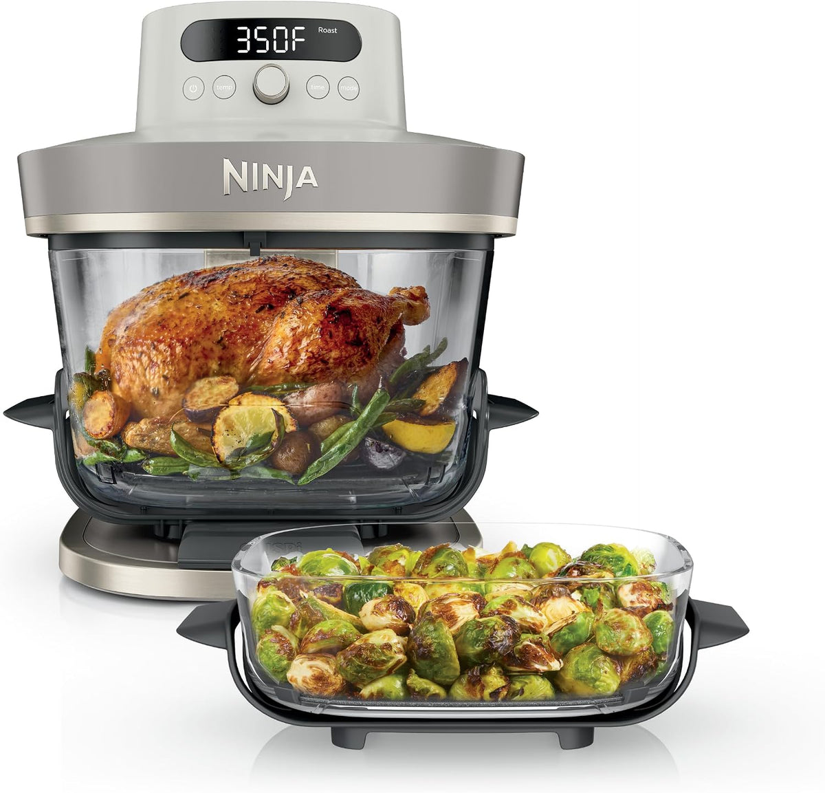 Ninja Crispi Pro - Freidora de aire de vidrio, 6 en 1, hueso y champán
