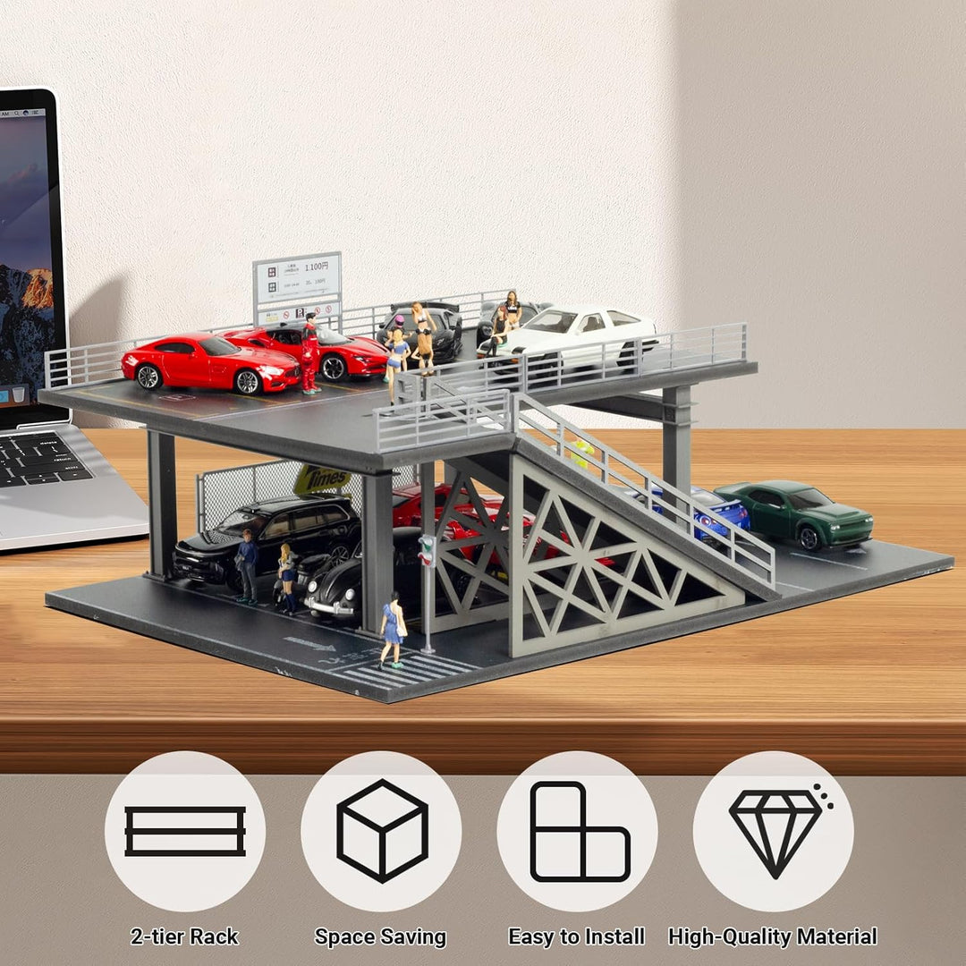 Vitrina de autos a escala 1/64 de 2 capas para exhibición