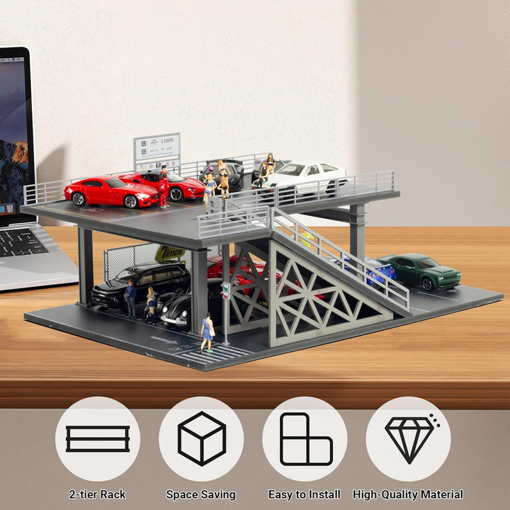 Vitrina de autos a escala 1/64 de 2 capas para exhibición