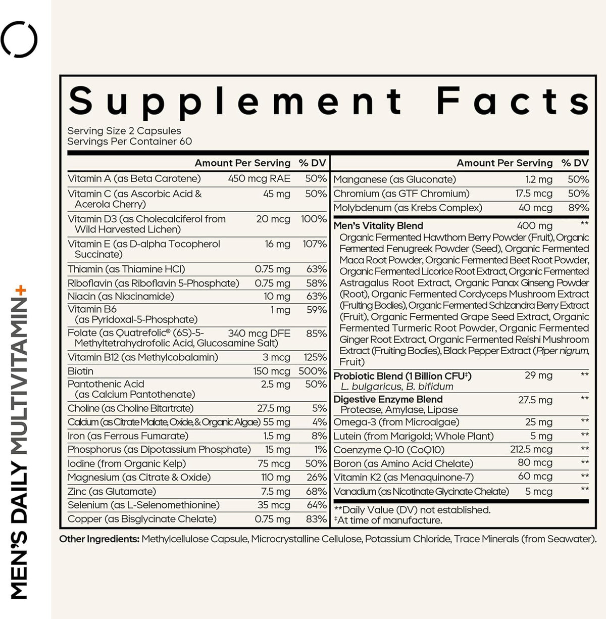 Codeage Multivitamínico diario para hombres – Más de 25 vitaminas y minerales esenciales, 1