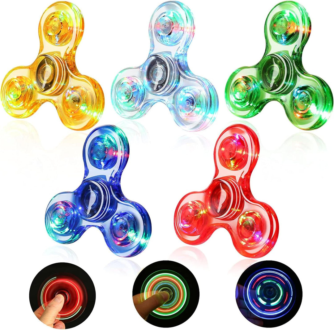 SCIONE Paquete de 5 juguetes giratorios con luz LED