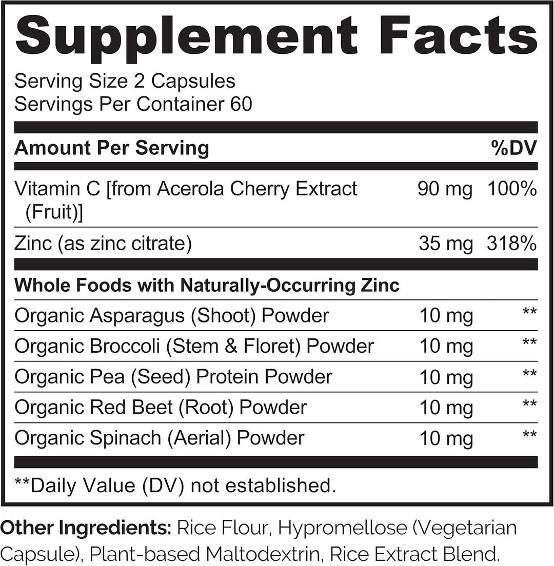 NATURELO Cápsulas veganas de apoyo inmunológico de zinc, complejo d...
