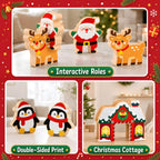 Juego de tren de madera de Navidad para niños, juguetes con manual de instrucciones (idioma español no garantizado), juguetes educativos STEM, regalos de Navidad