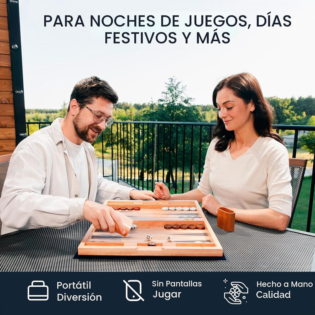 Pointworks Juego de ajedrez, damas y backgammon de 17 pulgadas para adultos, juego de ajedrez de madera combo, tablero plegable portátil de dos lados diseño multi juego, incrustación de nogal y arce