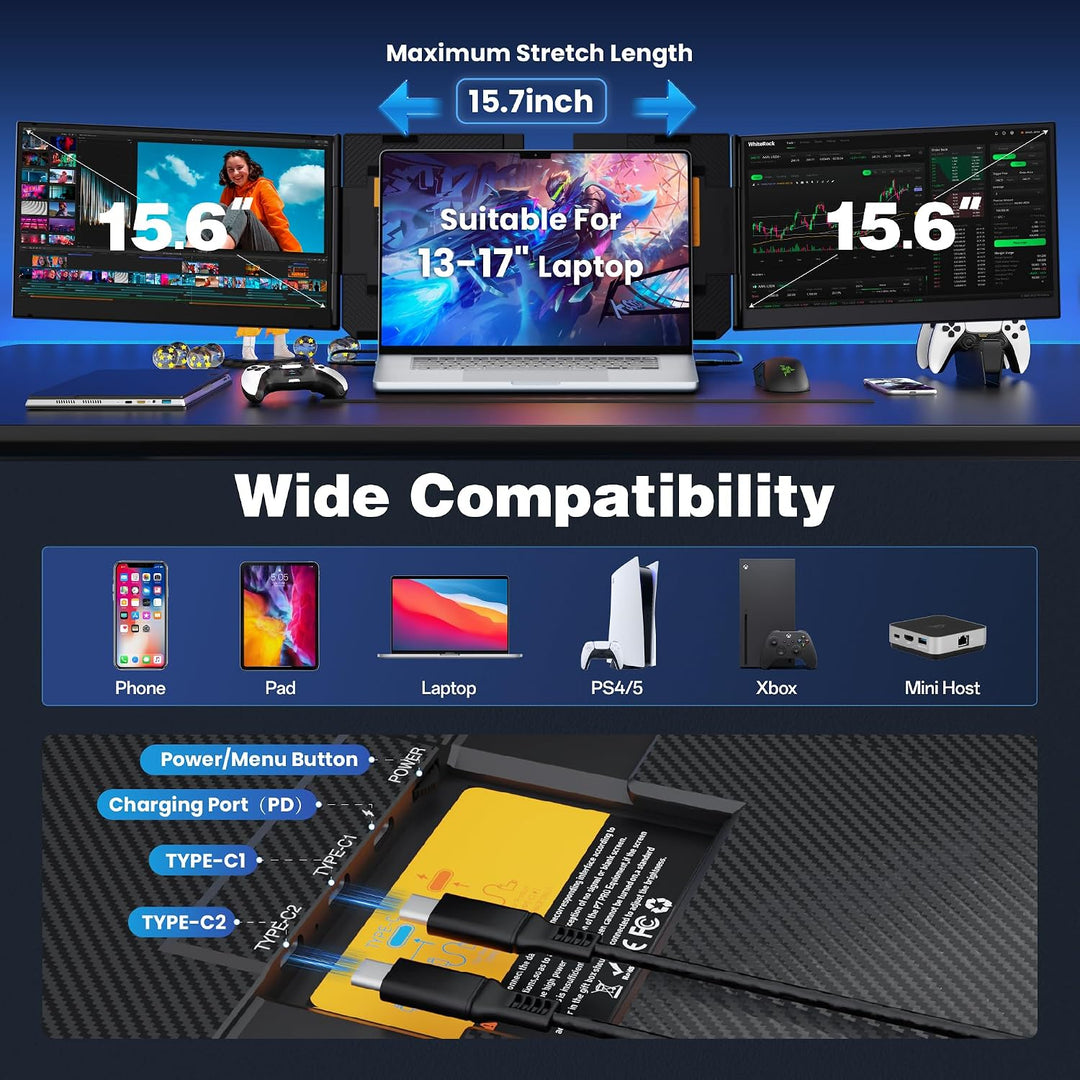 CIDETTY Monitor extensor de pantalla para portátil de 13 a 17 pulga...