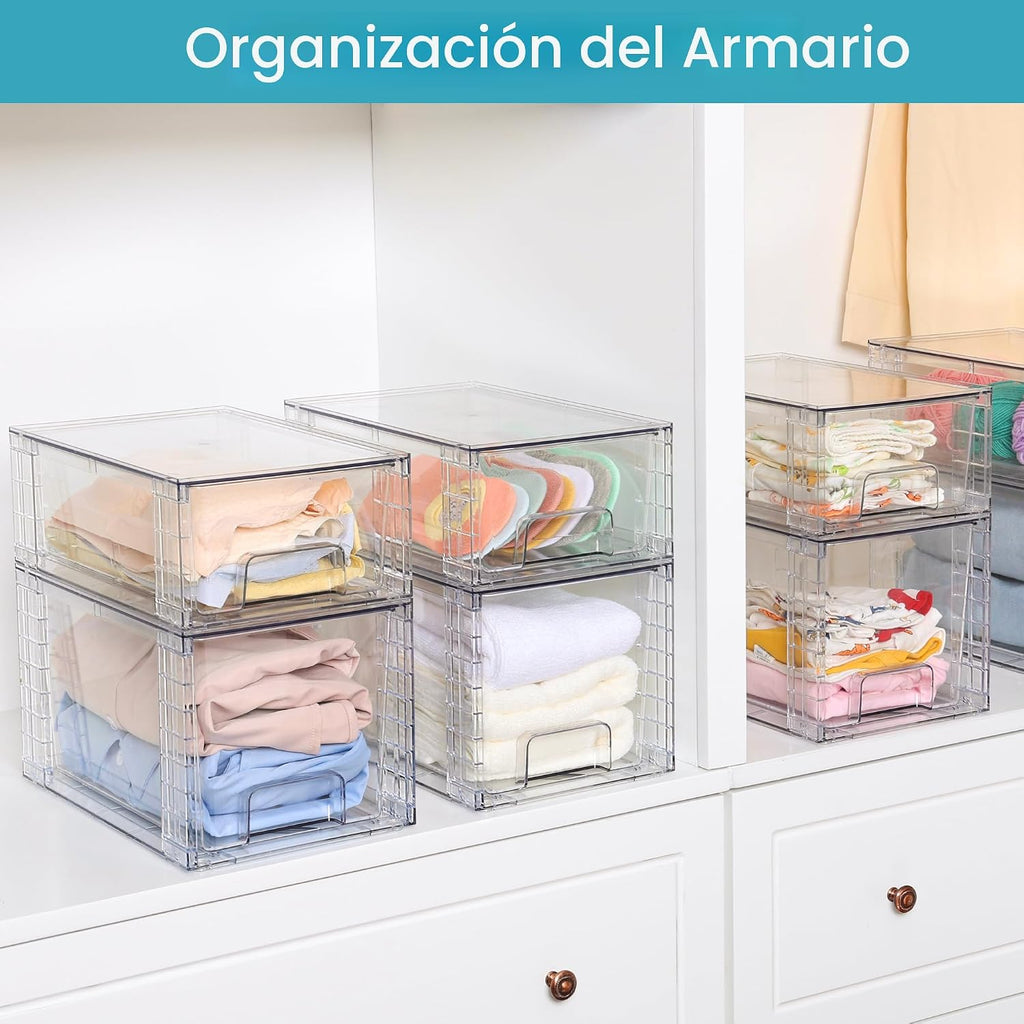 Vtopmart Paquete de 4 cajones de almacenamiento apilables grandes