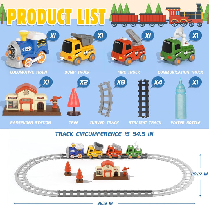 Juego de Tren MORECOLL para Niños Pequeños con Vapor, Música y Luce...