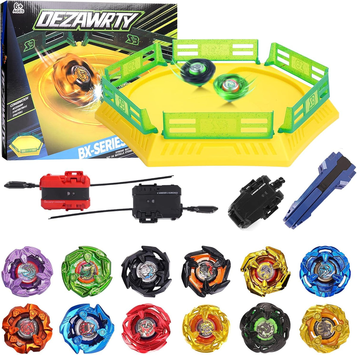 X Stadium Arena Battle Set con 12 Spinning Tops 3 Launchers 1 Grip Ages 6+