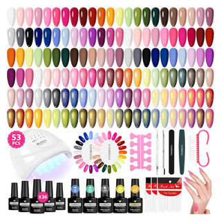 VANREESA Kit de esmalte de uñas de gel con luz UV, 53 piezas, juego...