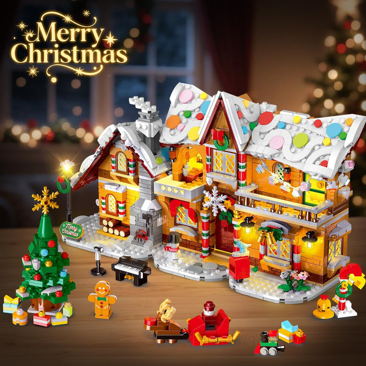 Juego de construcción de casa de jengibre de Navidad de 3