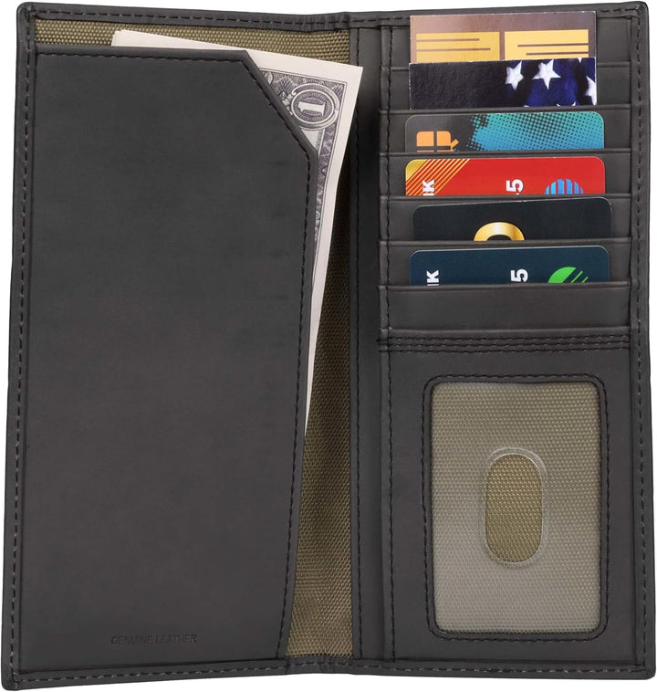 Carhartt Cartera de cuero para hombre con triple puntada, cuero dur...