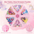 Tienda de campaña hexagonal de princesa para niñas, gran castillo interior con bolsa de transporte, rincón de lectura de ensueño y espacio de juego imaginativo, cumpleaños, San Valentín, idea de regalo de Pascua para niños de 3 a 8 años