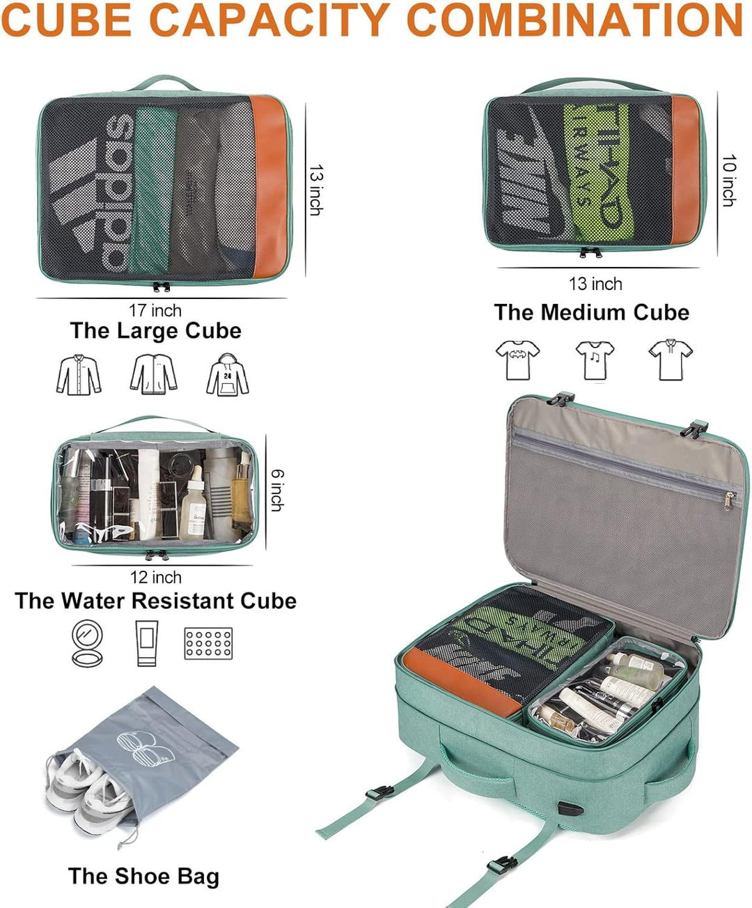 Lumesner - Mochilas de viaje para equipaje de mano, extragrandes de...