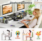 Simple Trending - Soporte doble para monitor con cajón y 2 soportes para