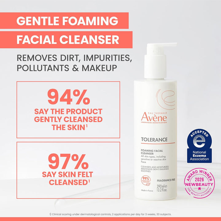 Avène Tolerance Limpiador facial en espuma diario, para todo tipo d...