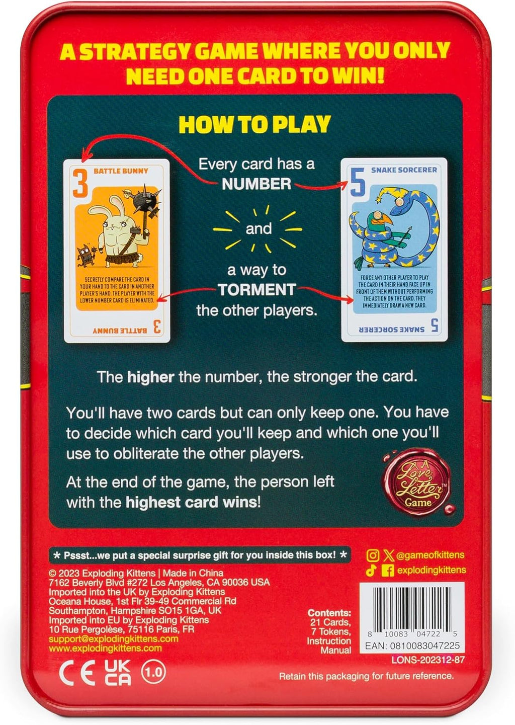 Exploding Kittens Power Hungry Pets en lata coleccionable – 2 – 6 jugadores