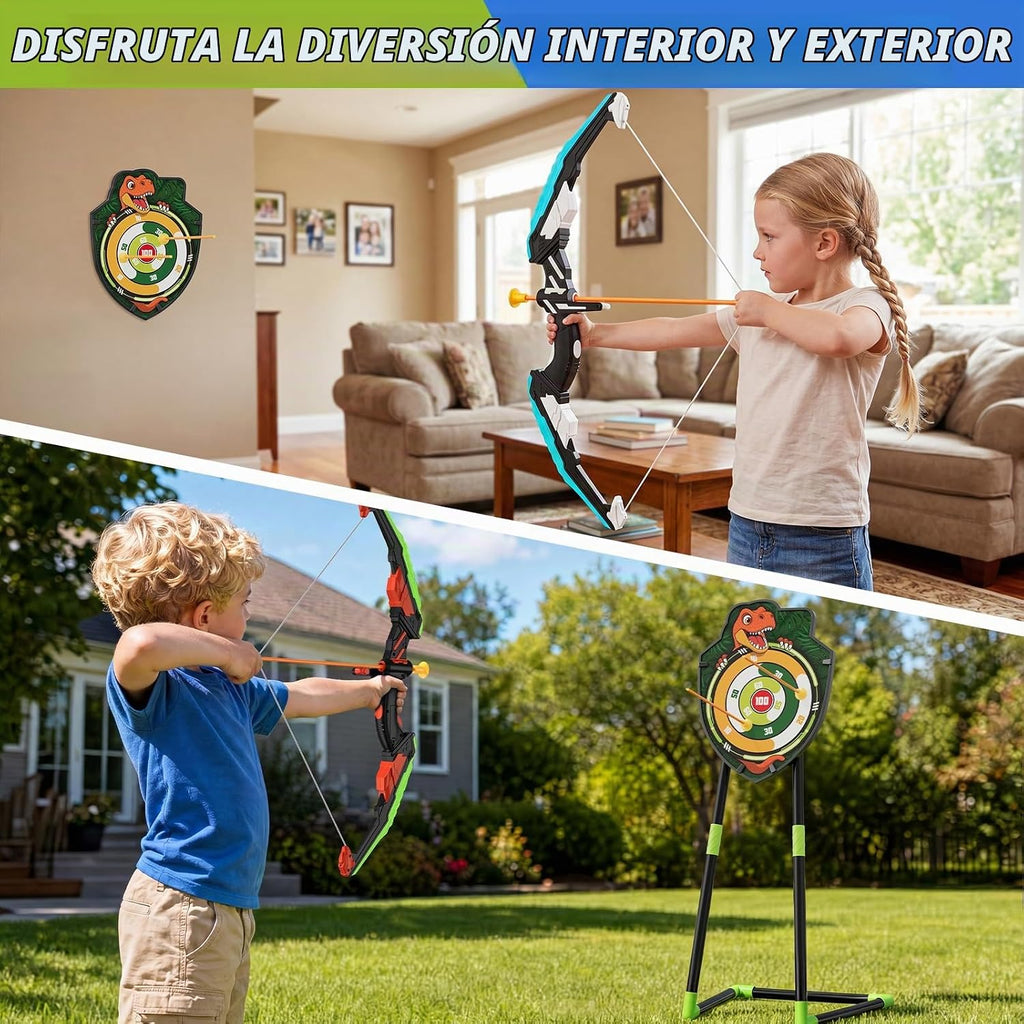 Bow y Arrow para Kids, LED Light Up Archery Set, Indoor Outdoor Sport Gifts para Boys Girls Ages 4-12