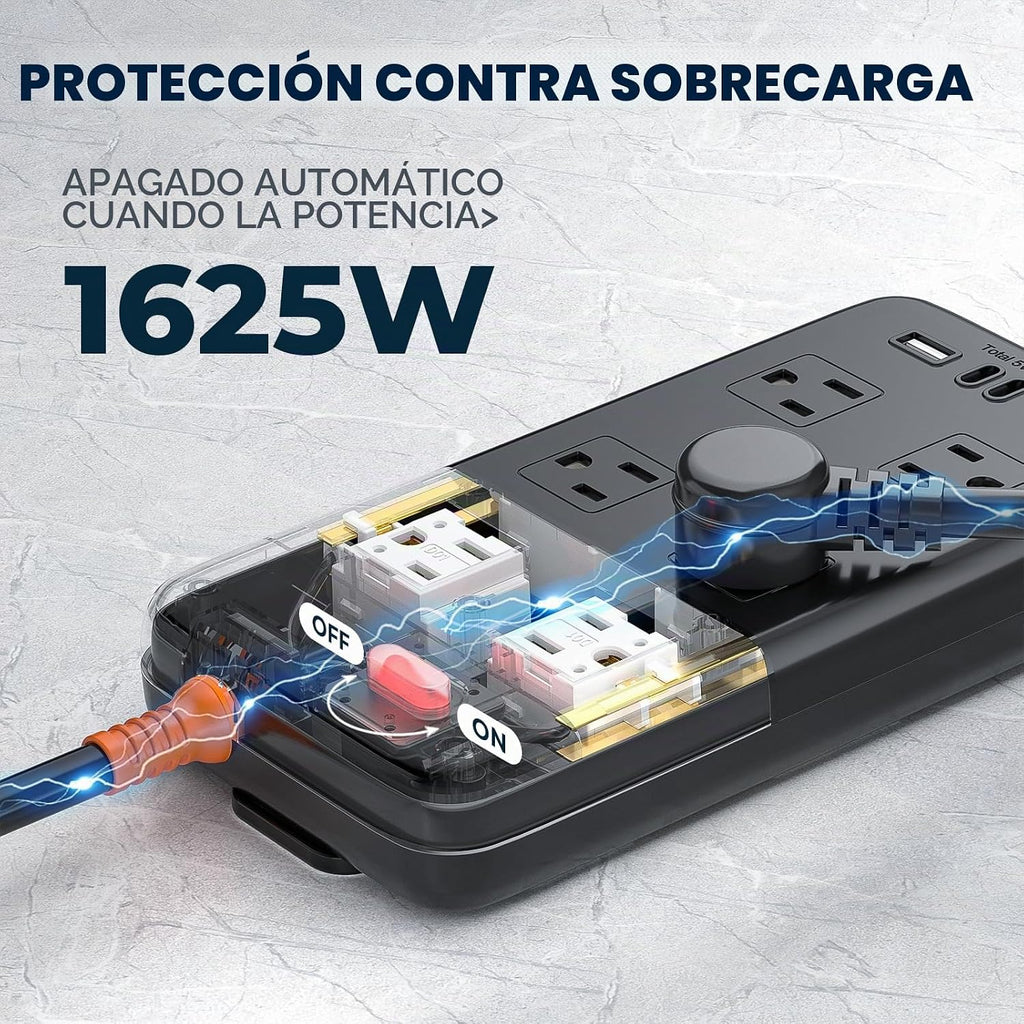 Regleta de alimentación para exteriores resistente a la intemperie, cable