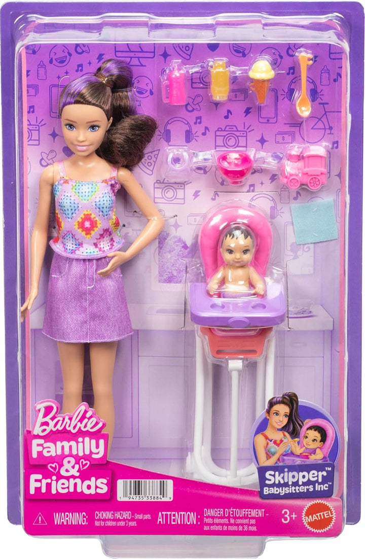 Barbie Skipper Babysitters, Inc. Set de juego con muñeca morena, mu...