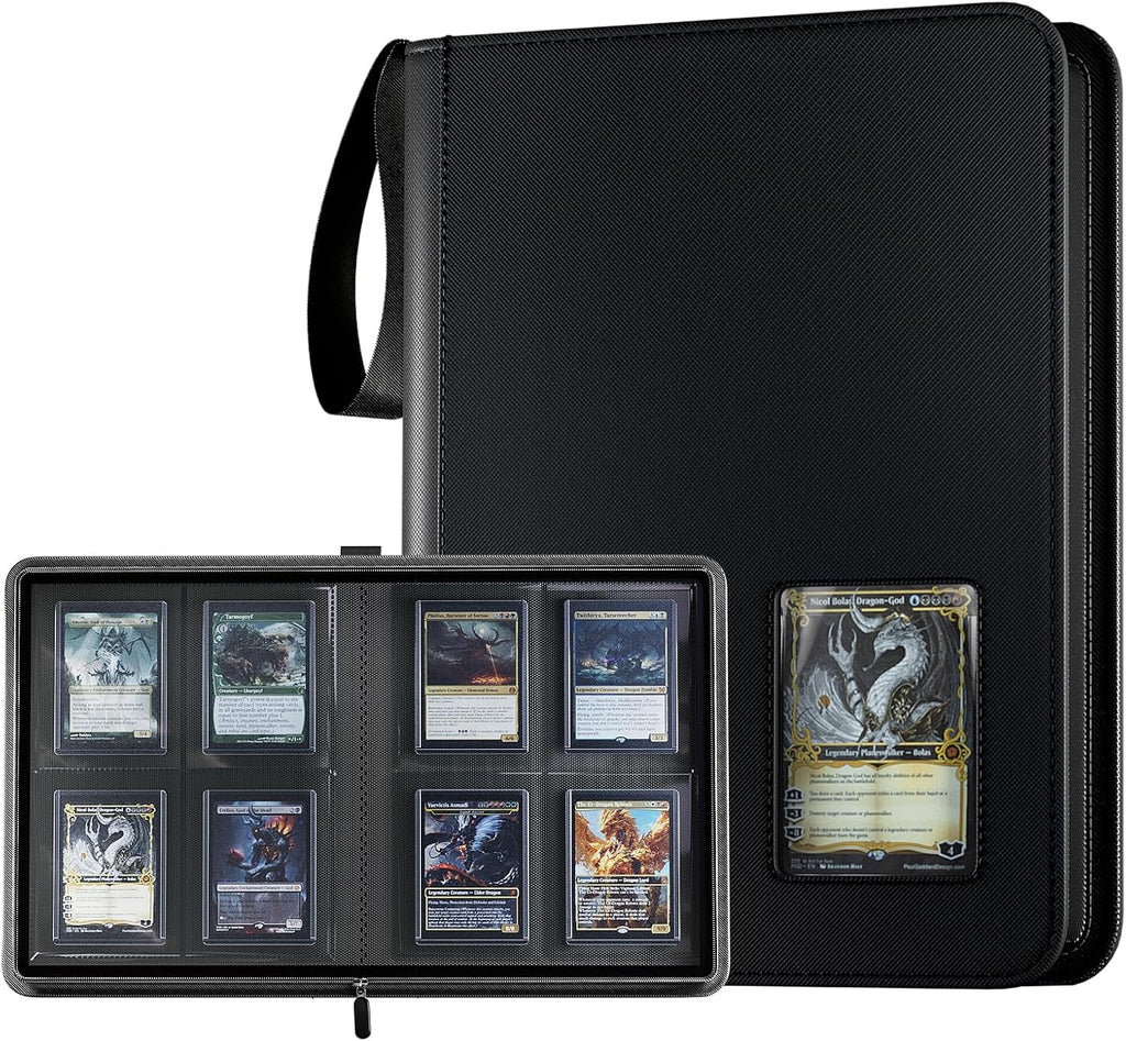ProCase Archivador Top Loader de 4 Bolsillos, Capacidad para 144 Cartas en Toploaders - Negro