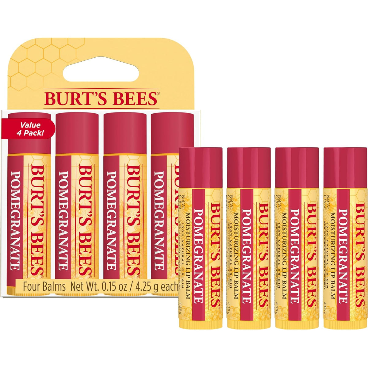 Burt's Bees Bálsamo labial - Granada, hidratante labial con cer...