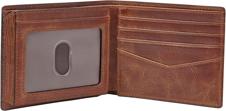 Cartera Fossil para hombre, de piel, plegable, con bloqueo RFID y v...