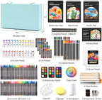 Shuttle Art Kit de arte de regalo de lujo, juego de 202 piezas de suministros de arte de madera con 4 almohadillas de dibujo, lienzos, hojas para colorear, pintura acrílica, crayones y pasteles al óleo, lápices de colores para niños