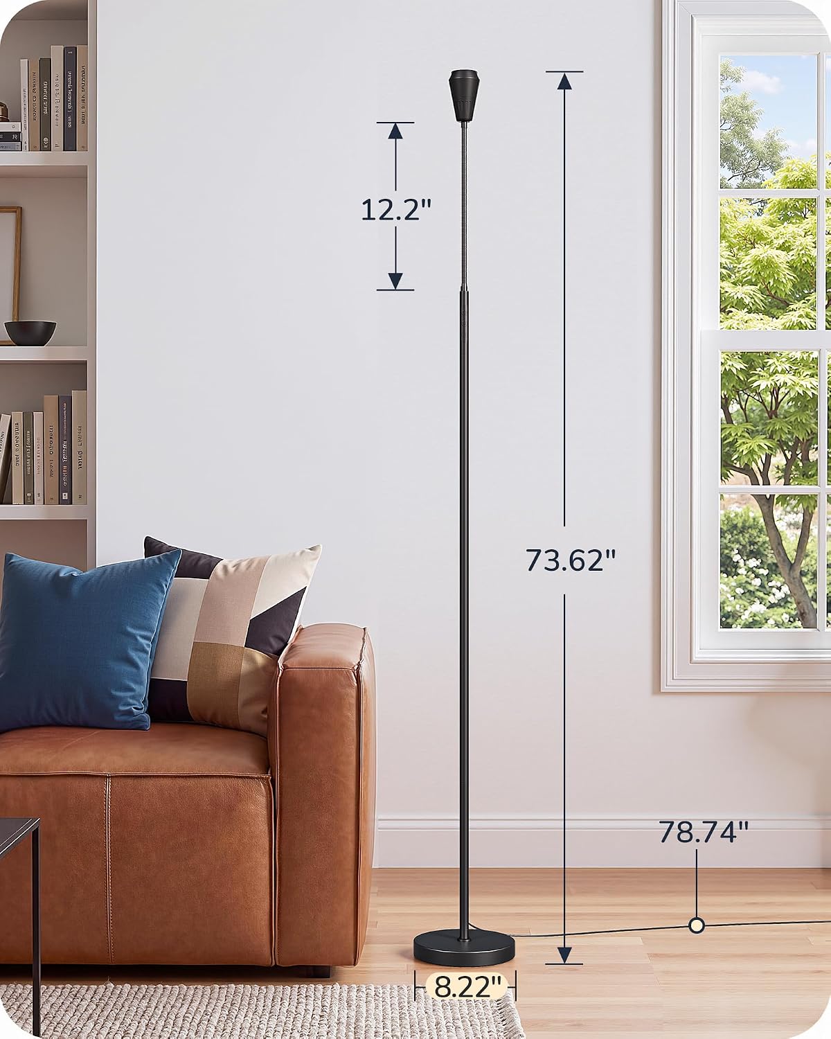 Lámpara EDISHINE Lámparas de lectura de 73", lámpara de pie para oficina con foco