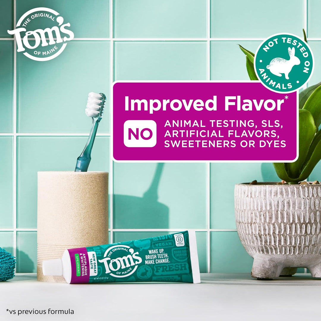 Tom's of Maine Pasta de dientes antiplaca y blanqueadora, menta ver...