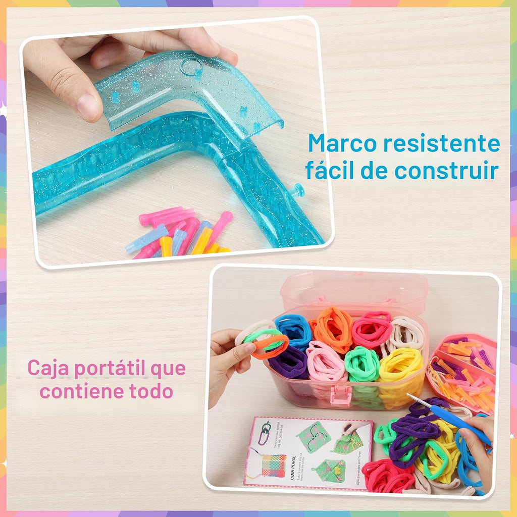 IQKidz Kit de telar de tejer, manualidades y manualidades para niños y adultos, regalo ideal para niñas de 5, 6, 7, 8 a 12 y 13 años, fácil actividad de tejer para principiantes, 224 bucles de manualidades