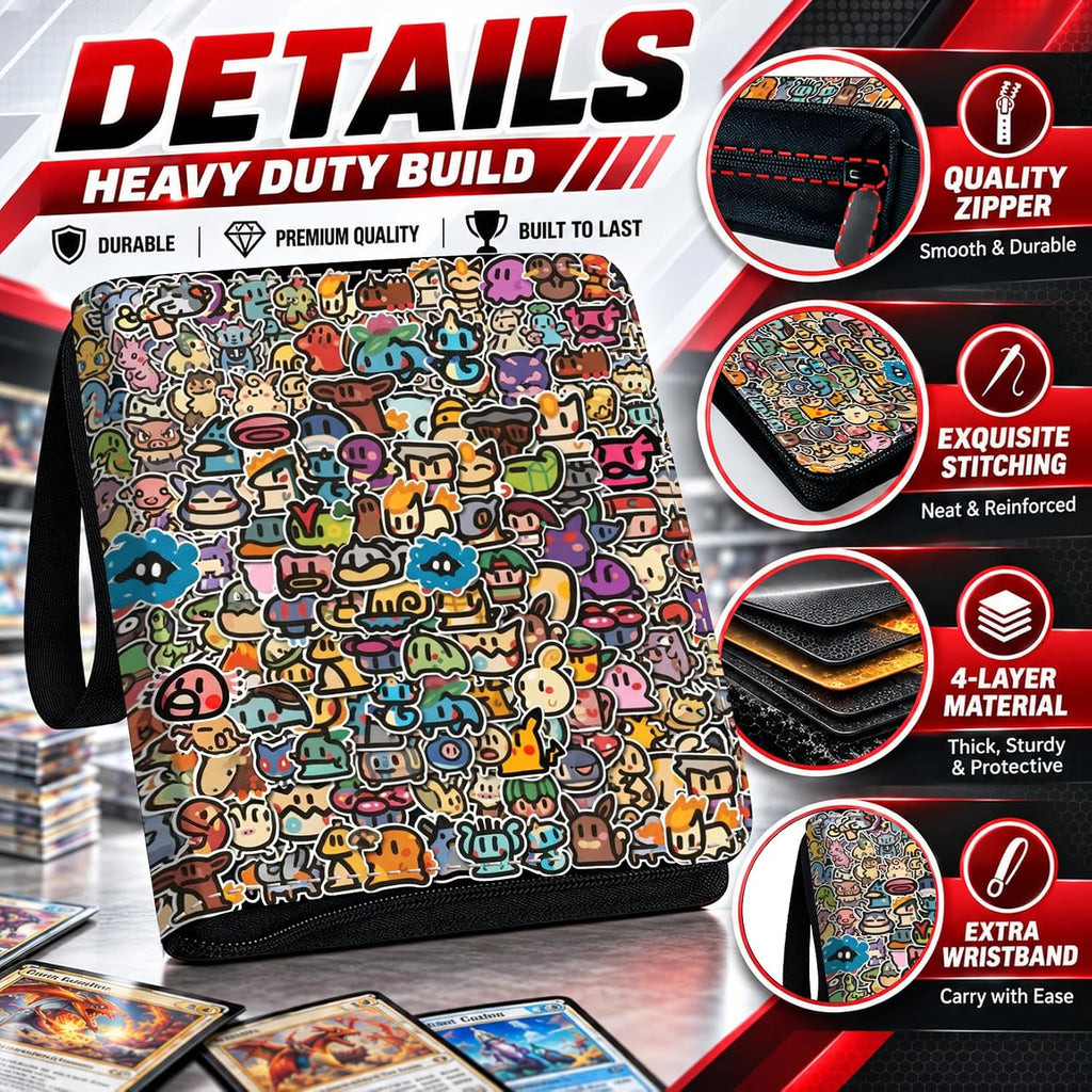 Carpeta de tarjetas coleccionables con mangas extraíbles, carpeta de 4
